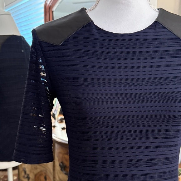 Rag & Bone Midnight Blue Blouse with Ebony Lambs Leather Accents - Picture 2 of 12